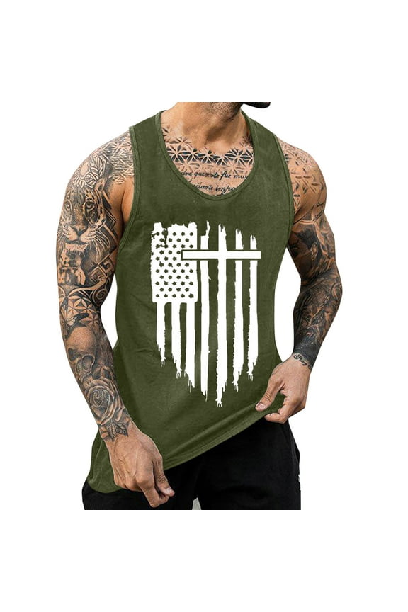 Lightweight Linen-Blend Men's Casual Tank Tops: Knit Sleeveless Tees for Basic Style and Muscle Definition L Army Green