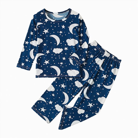KPOPLK Little & Big Girls 2-PCS Pajamas Long Sleeve Cotton Pajama Set Fall/Winter Snug Fit Cute Print Jammies(9-10 Years,Blue)