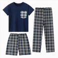 thumbnail image 1 of KPOPLK Little Boys Pajamas 3 Pieces Short Sleeve Top Pant/Shorts Set Relax Fit Sleepwear Kids Pjs Toddler Clothes for Boys Jammies,Size 11-12 Years, 1 of 9