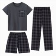 thumbnail image 1 of KPOPLK Little Boys Pajamas 3 Pieces Short Sleeve Top Pant/Shorts Set Relax Fit Sleepwear Kids Pjs Toddler Clothes for Boys Jammies,Size 11-12 Years, 1 of 4
