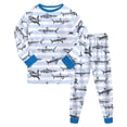 thumbnail image 1 of KPOPLK Little Boys Pajamas Set 2T 3T 4T 5T 6T 7T 8T Boys Cartoon Print Long Sleeve Sleepwear Fall Winter Loungewear Clothes Blue Size 6-7 Years, 1 of 9