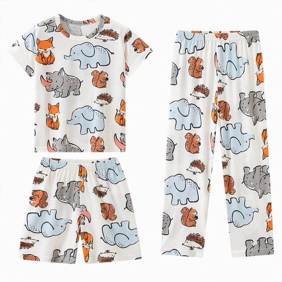 KPOPLK Little Boys Pajamas for Toddler Clothes Set 2-14 Years Cartoon Sleepwear Long Sleeve 3 Piece Kids Pjs,Size 7-8 Years