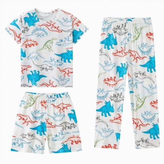 KPOPLK Little Boys Pajamas for Toddler Clothes Set 2-14 Years Cartoon Sleepwear Long Sleeve 3 Piece Kids Pjs,Size 9-10 Years
