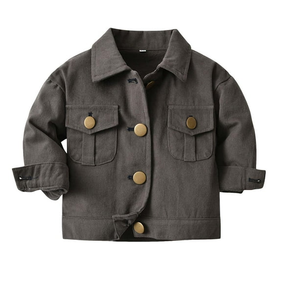 KPOPLK Little Girl/Boy Jean Jacket,Stone Washed Soft Denim Outfits(4-5 Years,Brown)