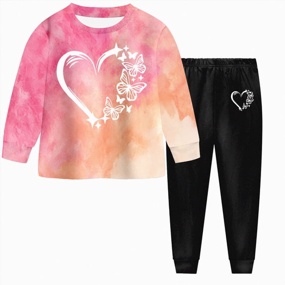 KPOPLK Little Girls Outfits 2 Piece Toddler Long Sleeve Sweatshirt Leggings Pants Fall Winter Clothing Set 1-7 Years Size 6-7 Years