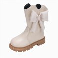 thumbnail image 1 of KPOPLK Little Girls Short Fashion Boots Side Zipper Bow Thick Non-Slip Sole Boots Princess Dress Boots for Party Daily Wear(3.5,Beige), 1 of 9