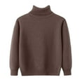 thumbnail image 1 of KPOPLK Little Kids Cable Knit Sweater Unisex Long Sleeve Solid Color Pullover(2-3 Years,R13-Brown), 1 of 5