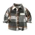 thumbnail image 1 of KPOPLK Little Kids Toddler Baby Boy Button Down Cardigan Long Sleeve Plaid Flannel Sweater Coat Tops Spring Fall Clothes(6-7 Years,Brown), 1 of 2