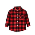 thumbnail image 1 of KPOPLK Little Kids Toddler Baby Boy Button Down Cardigan Long Sleeve Plaid Flannel Sweater Coat Tops Spring Fall Clothes(6-7 Years,Red), 1 of 2