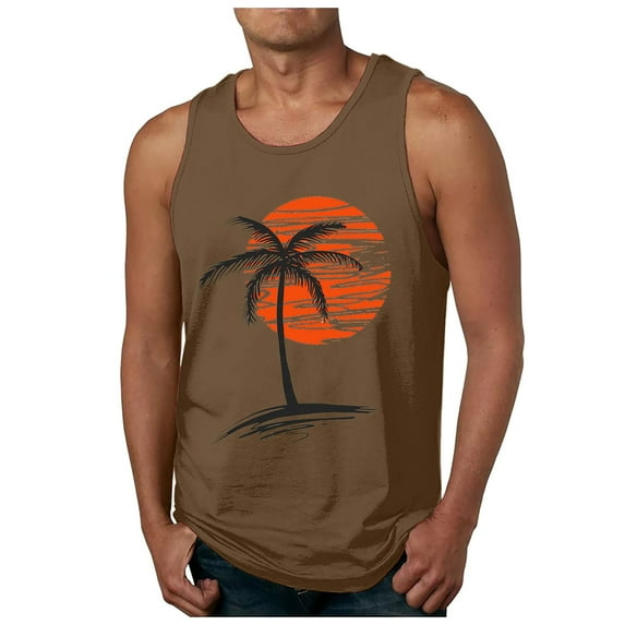 KPOPLK Men Spring Summer Top Shirt Casual V Neck Shirt Sleeveless Shirt Fashion Pocket Top M Coffee