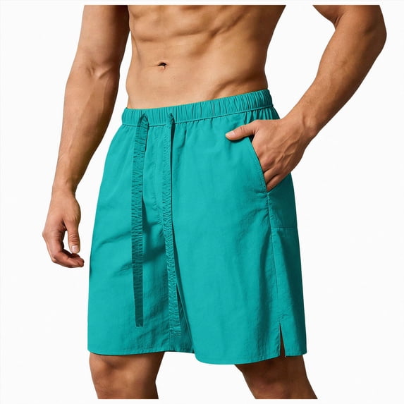 KPOPLK Men's 7" Running Shorts Quick Dry Athletic Workout Gym Shorts Drawstring Sporty Shorts with Pockets Size M,Mint Green