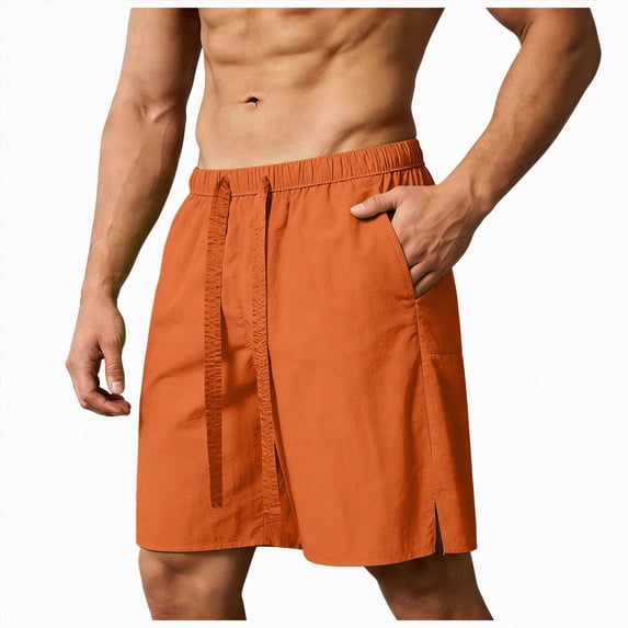 KPOPLK Men's 7" Running Shorts Quick Dry Athletic Workout Gym Shorts Drawstring Sporty Shorts with Pockets Size XL,Orange