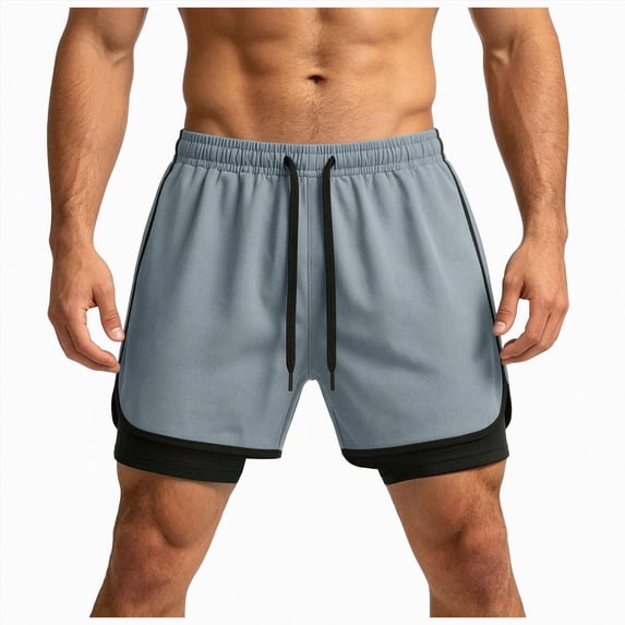 KPOPLK Men's Athletic Shorts 7 Inch Inseam 2 in 1 Quick Dry Mesh Basketball Shorts Men, Lightweight Mens Gym Running Shorts Size XS,Light Gray