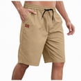 thumbnail image 1 of KPOPLK Men's Cargo Shorts Solid Color Drawstring Elastic Waist Stretch Cargo Pants With Pockets Casual Lightweight Above Knee Short Size XXL,Khaki, 1 of 7