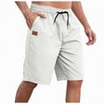 thumbnail image 1 of KPOPLK Men's Casual Shorts with Zipper Pockets Elastic Waistband with Drawstring Cargo Stretch Short Size XXL,White, 1 of 7