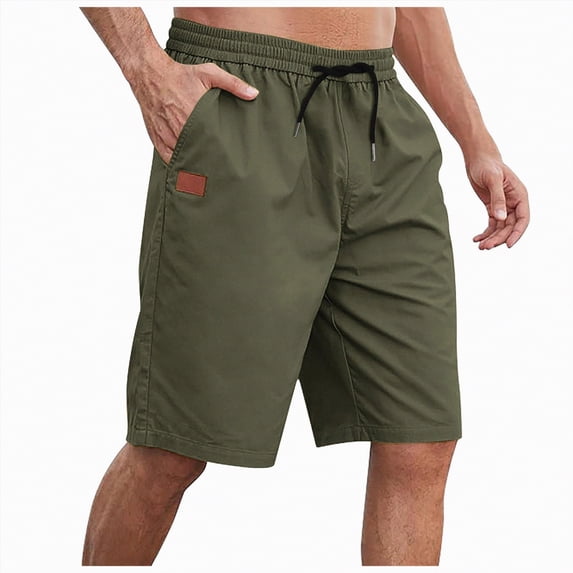 KPOPLK Men's Casual Shorts with Zipper Pockets Elastic Waistband with Drawstring Cargo Stretch Short Size XXXL,AG