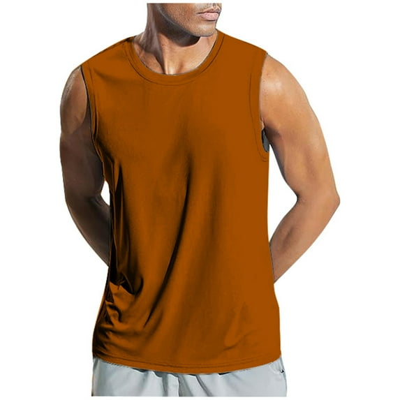 KPOPLK Men's Distressed Vintage Style Tank Sleeveless Gym Workout Muscle T Shirt with Retro Flair 3XL Coffee