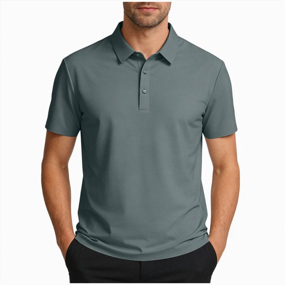 KPOPLK Men's Dry Fit Polo Shirts Short Sleeve Quick Dry Moisture Wicking Performance Athletic Golf Casual Solid Tops Breathable 4-Way Stretch Comfort Size XXXXXL,Green
