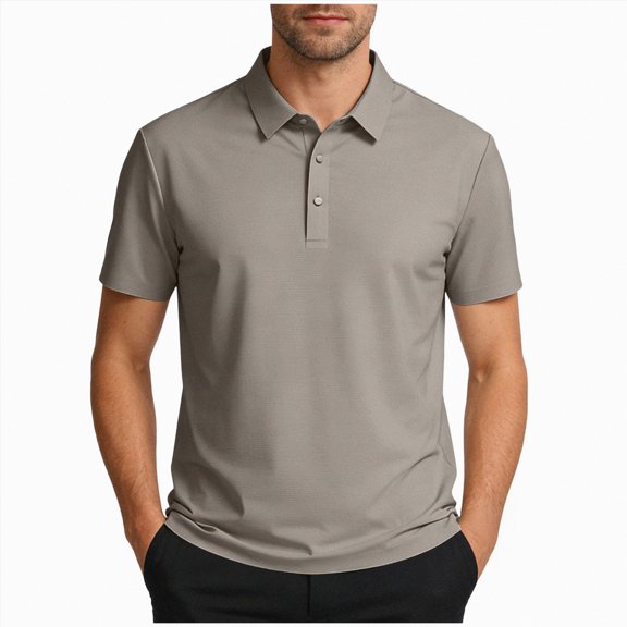 KPOPLK Men's Dry Fit Polo Shirts Short Sleeve Quick Dry Moisture Wicking Performance Athletic Golf Casual Solid Tops Breathable 4-Way Stretch Comfort Size XXXXL,Khaki