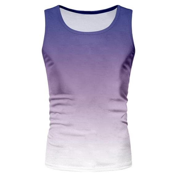 KPOPLK Men's Gym Workout Tank Tops Swim Beach Shirts Summer Sleeveless Training T-Shirt Muscle Bodybuilding Athletic Clothes XL Purple