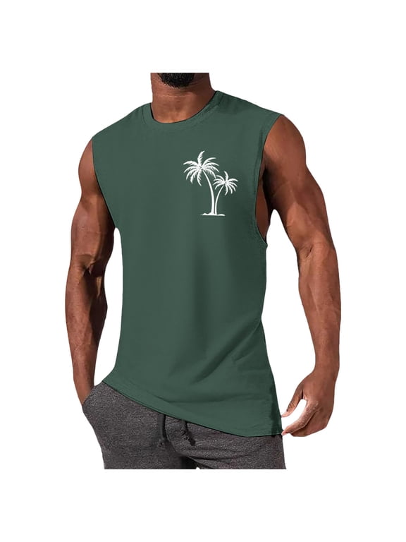 Men's Quick Dry Gym Muscle Tees: Fitness and Bodybuilding Sleeveless T-Shirts for an Unmatched Workout Experience L Dark Green