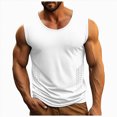 thumbnail image 1 of KPOPLK Men's Quick Dry Tank Tops Tech Performance Sleeveless T Shirts Mesh Workout Gym Muscle Running Size L,White, 1 of 6