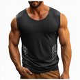 thumbnail image 1 of KPOPLK Men's Quick Dry Tank Tops Tech Performance Sleeveless T Shirts Mesh Workout Gym Muscle Running Size XXXXXL,Black, 1 of 7