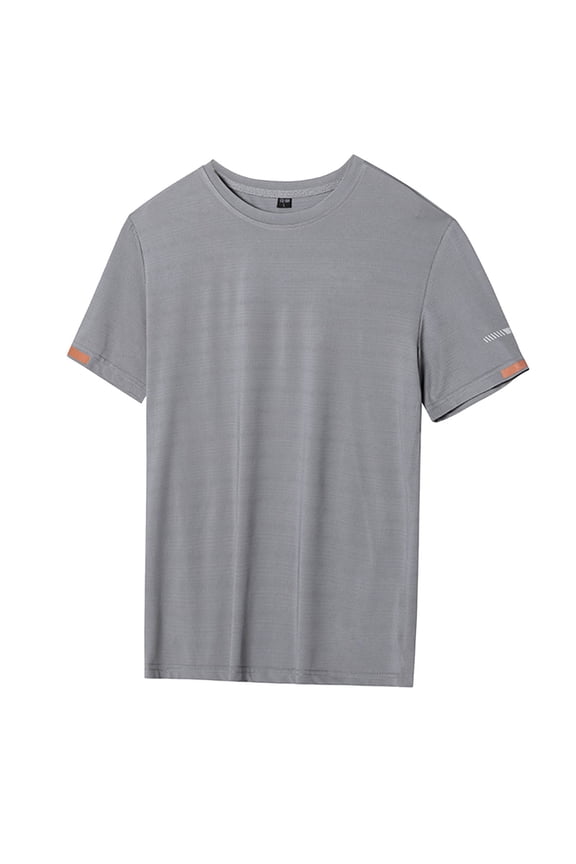 Men's Quick Dry Workout Gym Short Sleeve T Shirt Moisture Wicking Tee Top Active Athletic Performance Running Shirts S-5XL Grey L