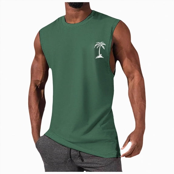 KPOPLK Men's Quick Dry Workout Tank Tops Breathable Gym Sleeveless Muscle Shirts for Active Men Size S,Green