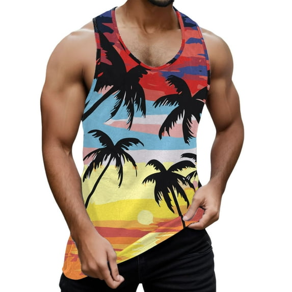 KPOPLK Men's Sleeveless Beach Vacation Tank Tops with Racerback Cut: Casual, Trendy and Ideal for Summer Active Wear XL Yellow