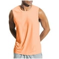 thumbnail image 1 of KPOPLK Men's Summer Solid Color Vest Fashion Casual Vintage Wash Sleeveless T Shirt Vest Top(L,Orange), 1 of 8