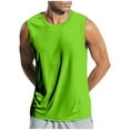 thumbnail image 1 of KPOPLK Men's Summer Solid Color Vest Fashion Casual Vintage Wash Sleeveless T Shirt Vest Top XL Green, 1 of 8