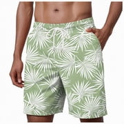 KPOPLK Mens Swim Trunks Quick Dry Beach Shorts Swimwear Bathing Suits Print Beach Casual Trouser ShortsGreen,XL