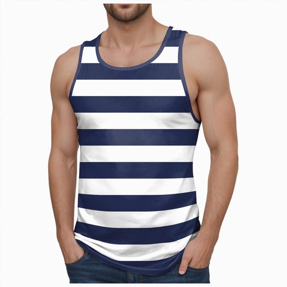 KPOPLK Men's Tank Tops Quick Dry Sleeveless Workout Muscle Shirt Athletic Bodybuilding Gym Performance Tee Shirts Size XXXL,Navy