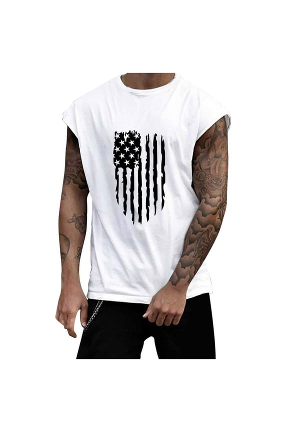 Men's Workout Tank Tops Sleeveless Shirts for Men Muscle Moisture Wicking Bodybuilding Gym Lightweight XL White