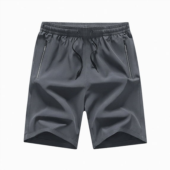 KPOPLK Mens Casual Shorts Outdoor Beach Shorts Elastic Waist Drawstring Athletic Shorts with Pockets for Running Vacation L-6XL Size XXL,Dark Gray