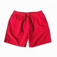 thumbnail image 1 of KPOPLK Mens Elastic Waist Drawstring Shorts Casual Classic Fit Stretch Flat Front Shorts with Pockets Size L,Red, 1 of 6