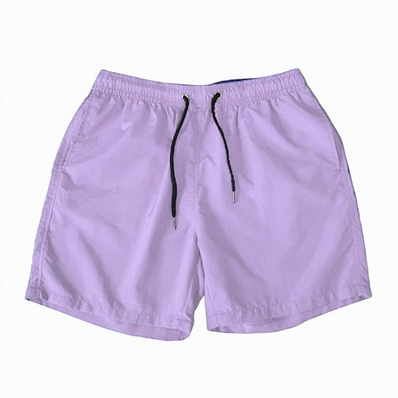 KPOPLK Mens Elastic Waist Drawstring Shorts Casual Classic Fit Stretch Flat Front Shorts with Pockets Size XXXL,Purple