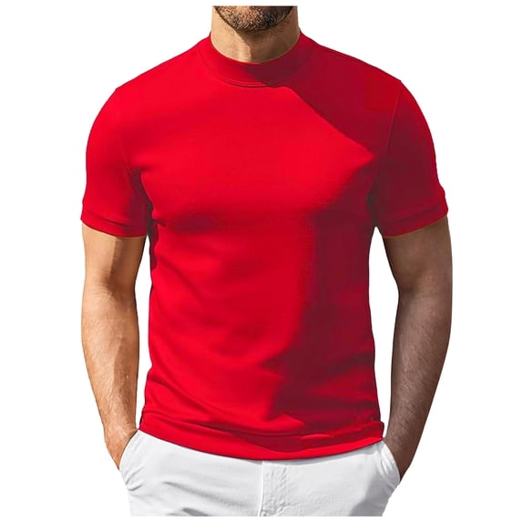 KPOPLK Mens Muscle T Shirts Short Sleeve Slim Fit Tshirts Gym Workout Athletic Crewneck Shirt for S-3XL Red XXXXXL