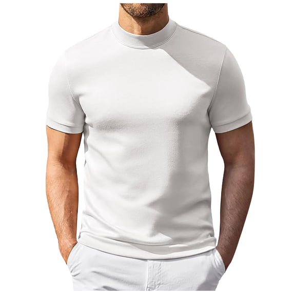KPOPLK Mens Muscle T Shirts Short Sleeve Slim Fit Tshirts Gym Workout Athletic Crewneck Shirt for S-3XL White XXL