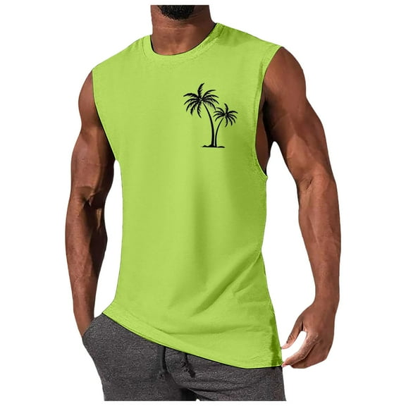 KPOPLK Mens Sleeveless Tank Tops Workout Muscle Gym Knitted Shirt Athletic Bodybuilding Slim Fit Ribbed T Shirts S Green