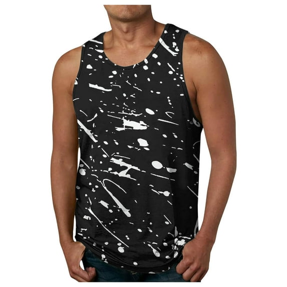 KPOPLK Mens Sports Fitness Basketball Training Round Neck Loose Outdoor Running Quick Drying Breathable Sleeveless T Shirt Vest XXL Black
