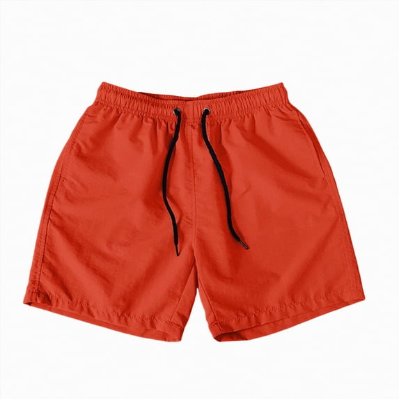 KPOPLK Mens Swim Trunks Bathing Board Shorts Summer Vacation Beach Shorts Drawstring Hawaiian Shorts with Pockets Casual Swimwear Surfing(Orange,XXXXXL)