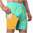 thumbnail image 1 of KPOPLK Mens Swim Trunks with Mesh Liner 5" Quick Dry Swim Shorts Bathing Suits for Men Swimwear Board Shorts wiht Pockets(Orange,M), 1 of 9