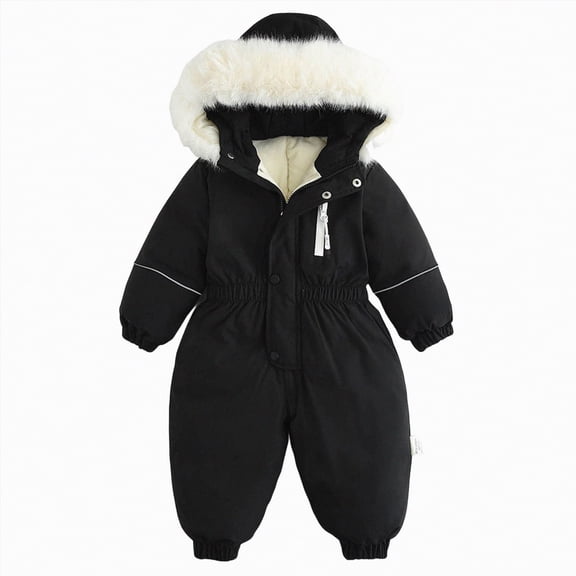 KPOPLK Newborn Baby Bear Outfit With Fold-Over Mittens and Footies Girls Boys Winter Fleece Clothes Hooded Romper Snowsuit(2-3 Years,s8-Black)