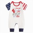 thumbnail image 1 of KPOPLK Newborn Baby Boy Clothes Pajama Button Down Short Sleeve USA Print Romper Jumpsuit Collared Bodysuit One-Piece PJM Size 0-3 Months,Beige, 1 of 7