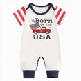 thumbnail image 1 of KPOPLK Newborn Baby Boy Clothes Pajama Button Down Short Sleeve USA Print Romper Jumpsuit Collared Bodysuit One-Piece PJM Size 6-12 Months,White, 1 of 7