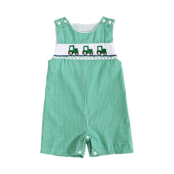 KPOPLK Newborn Baby Boy Clothes Sleeveless Romper Infant Embroidery Bodysuit Cute Summer Spring Outfit(3-6 Months,Light Green)