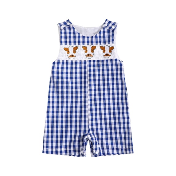 KPOPLK Newborn Baby Boy Clothes Sleeveless Romper Infant Embroidery Bodysuit Cute Summer Spring Outfit(6-12 Months,Sky Blue)