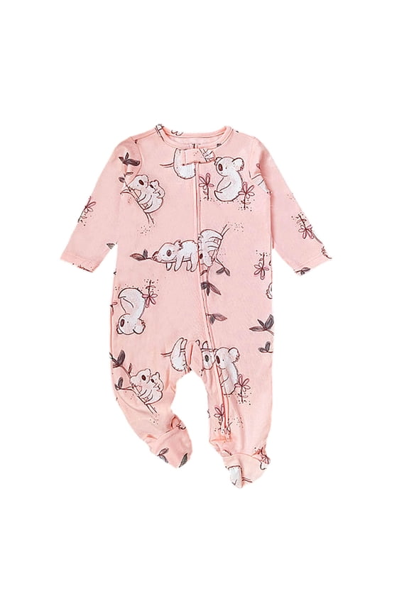 Newborn Baby Boy Girl Clothes Fall Winter Long Sleeve Zipper Romper Outfits Gender Neutral One Piece Onesie Pink 9-12 Months